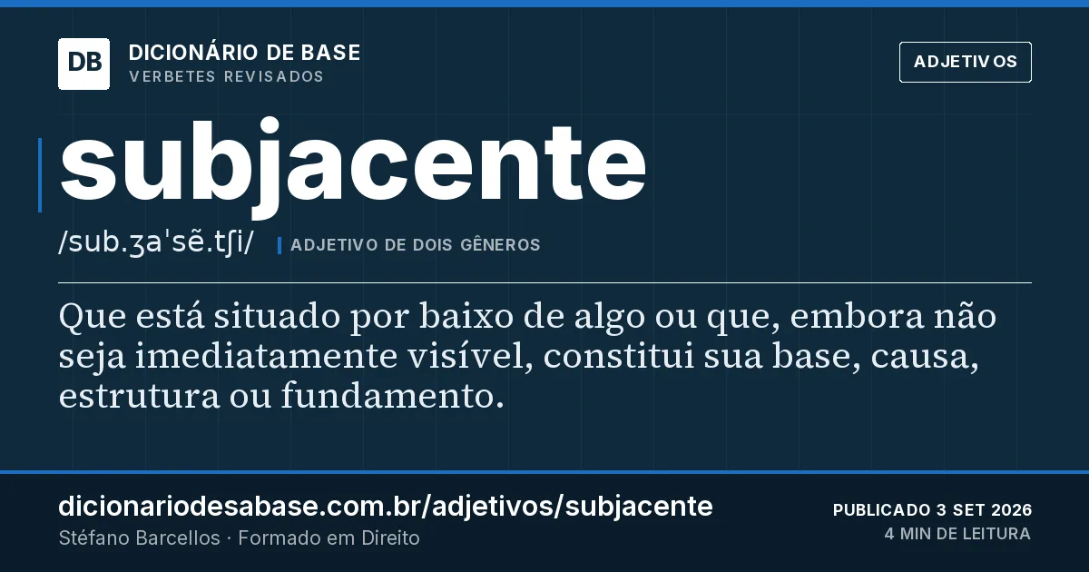 Cartão do verbete subjacente: Que está situado por baixo de algo ou que, embora não seja imediatamente visível, constitui sua base, causa, estrutura…
