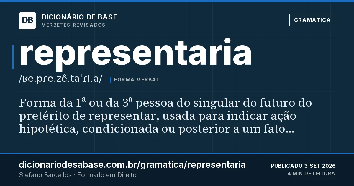 Cartão do verbete representaria: Forma da 1ª ou da 3ª pessoa do singular do futuro do pretérito de representar, usada para indicar ação hipotética…