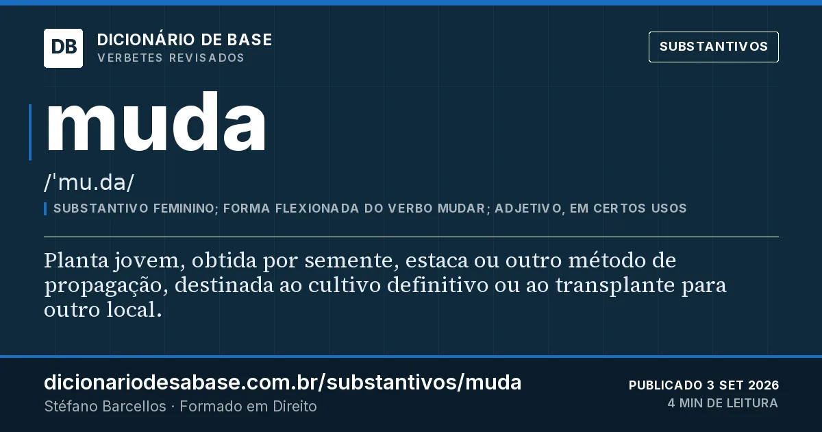 Cartão do verbete muda: Planta jovem, obtida por semente, estaca ou outro método de propagação, destinada ao cultivo definitivo ou ao…