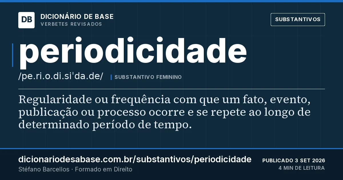 Cartão do verbete periodicidade: Regularidade ou frequência com que um fato, evento, publicação ou processo ocorre e se repete ao longo de determinado…